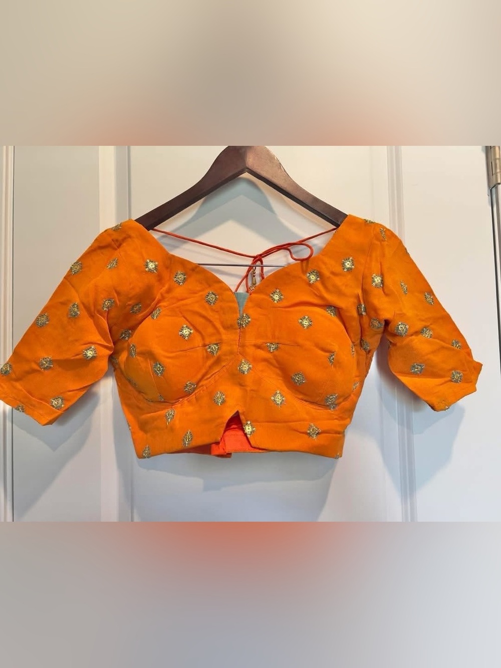 Orange & Dusty Blue Lehenga